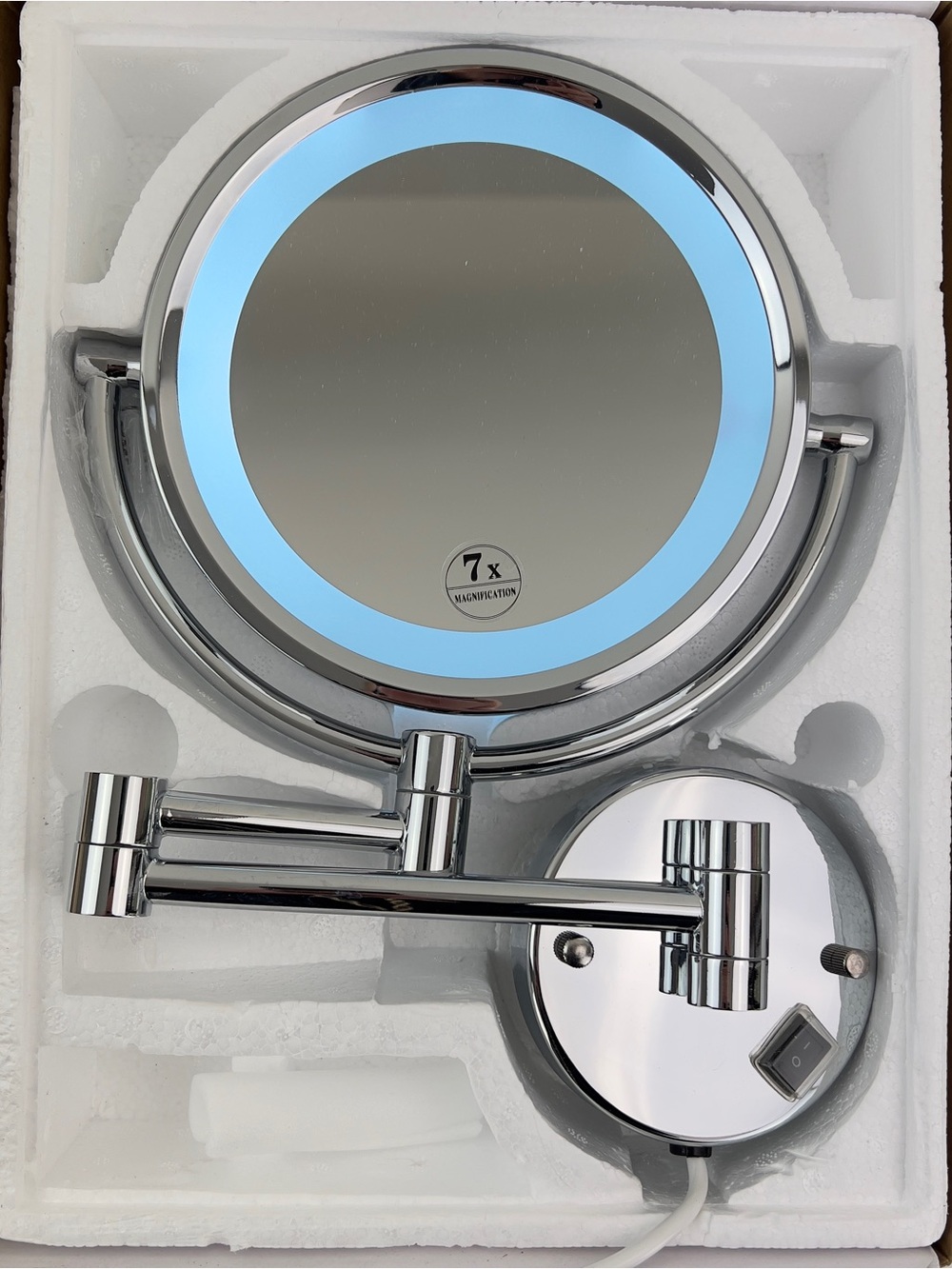 Cavoli 8 Inch Wall Mounted Mirror Two Sided 7x Magnification LED Light